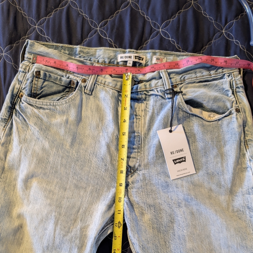 (Levi's) RE/DONE VINTAGE CROP RELAXED SUMMER BLUE JEANS WITH HIGH WAIST - Picture 8 of 16